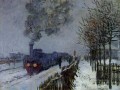 Train in the Snow the Locomotive Claude Monet
